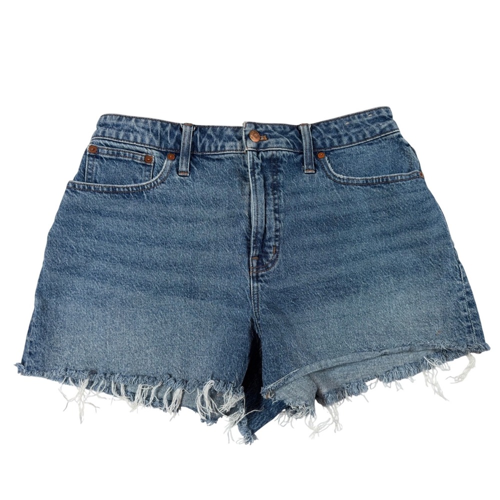 Madewell The Curvy Perfect Jean Short Medium Wash Blue Denim Raw Hem Size‎ 31
